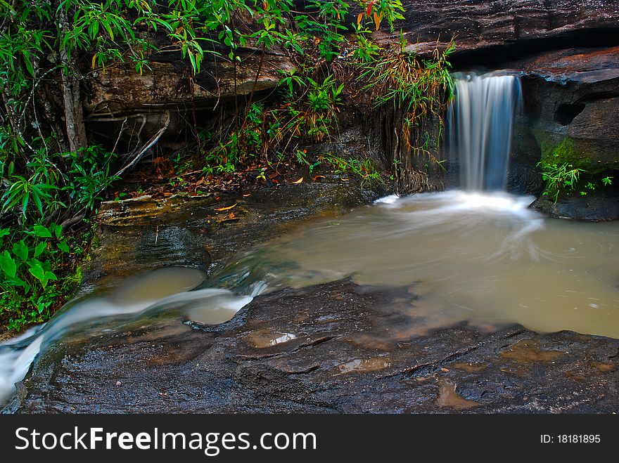 The small waterfall in nature