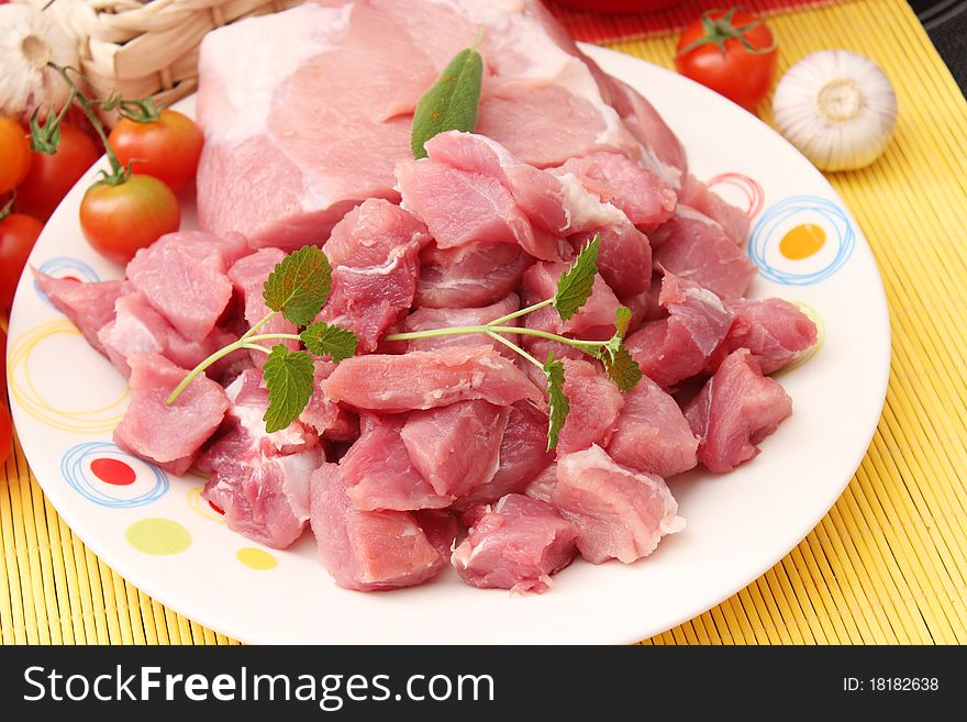 Some fresh, raw meat of a pork. Some fresh, raw meat of a pork