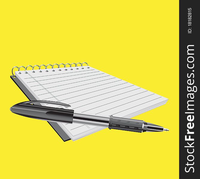 Vector Illustraition of elegant pen and notebook.