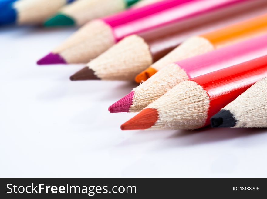 Crayon on white background