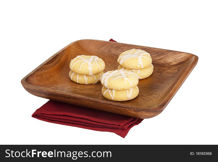 Biscuit dough with icing and jam filling.