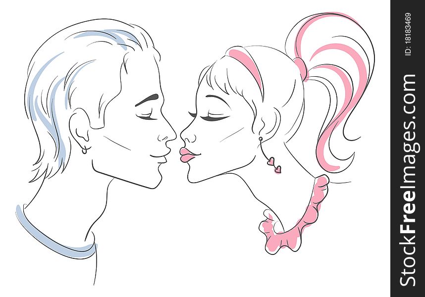 Vector illustration of love Kissing