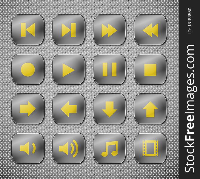 Set of metal buttons. Vector eps10