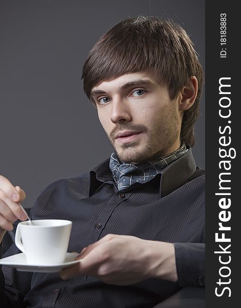 Man With Cup Coffee