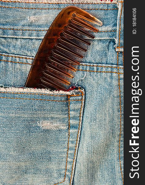 Comb in blue jean.