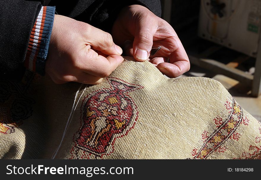 A view of craft of Anatolian Carpet, Turkey. A view of craft of Anatolian Carpet, Turkey.