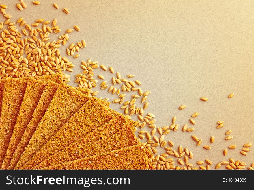 Rye crispbread with grains of wheat