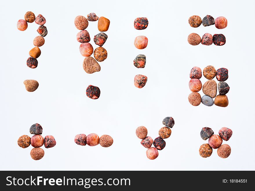 Set of different signs, bullet points and punctuations on white background. Set of different signs, bullet points and punctuations on white background.