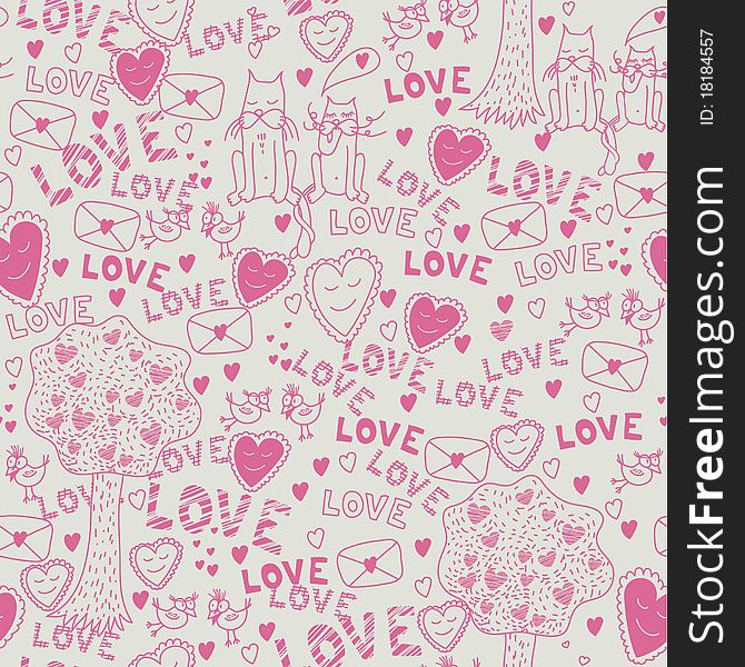 Seamless romantic pattern