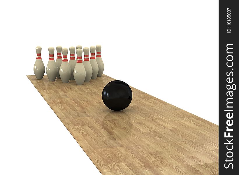 Ball rolling toward the pins. Ball rolling toward the pins
