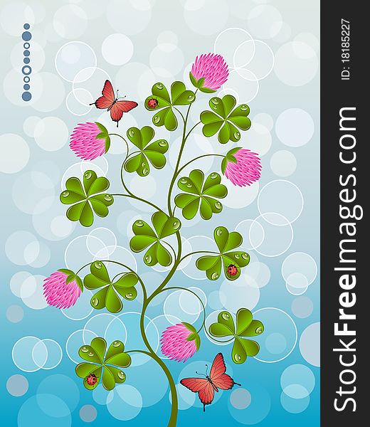 Floral background with a clover. Vector illustration.