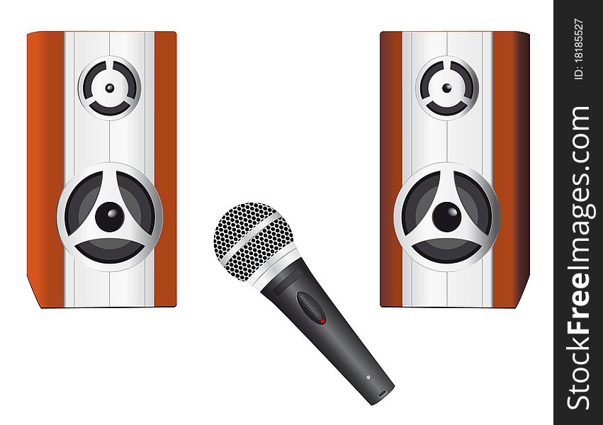 A set of speakers and microphone
