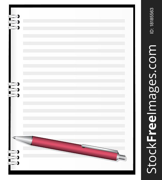A notebook with a red pen