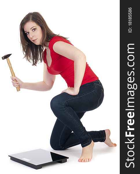 Woman angry with white background