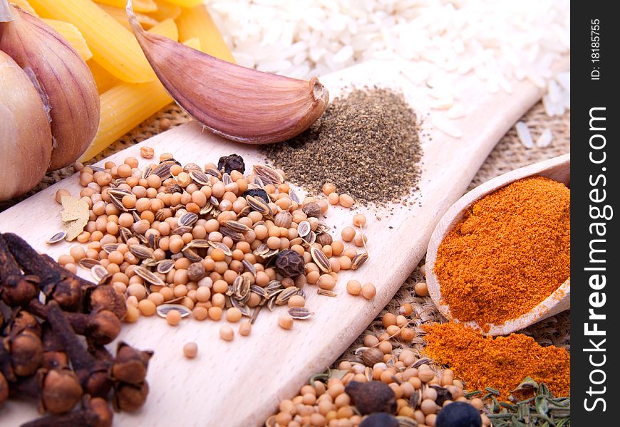 Macro shot of spices, mixed