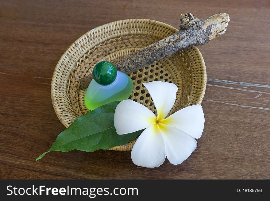 Still-life with a flower frangipani (plumeria)