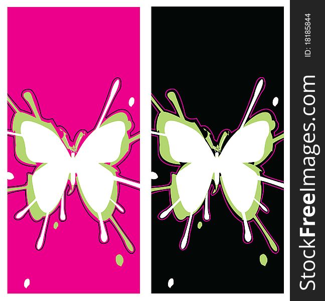 Abstract bright butterflies with paint dabs, vector