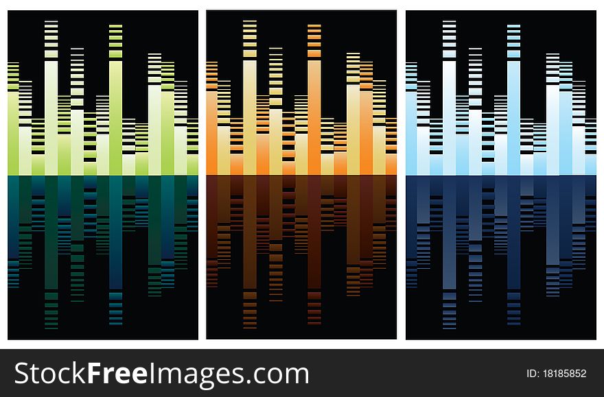 Multicolored equalizer on black, vector