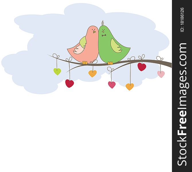 Background with birds in love for you. Vector illustration. Background with birds in love for you. Vector illustration