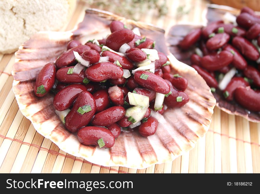 Salad of beans on a plate