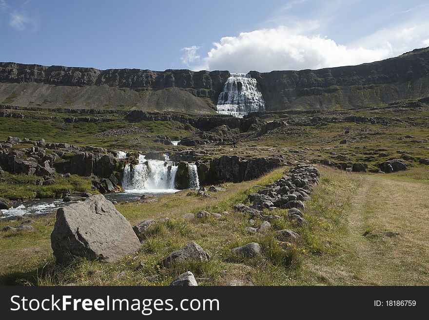 Many call the waterfall Dynjandi the most beautiful waterfall in Iceland. It is situated in the large fjord of Arnarfjordur. Many call the waterfall Dynjandi the most beautiful waterfall in Iceland. It is situated in the large fjord of Arnarfjordur.