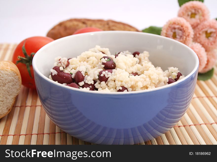 A fresh salad of beans with couscous