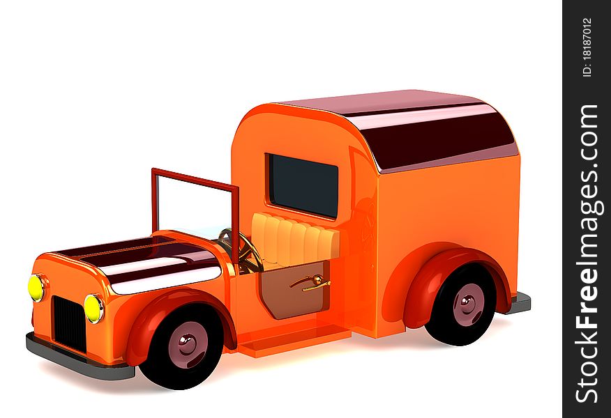 3d Orange Toy Car Isolated