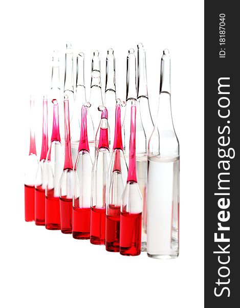 Medical ampoules on white background