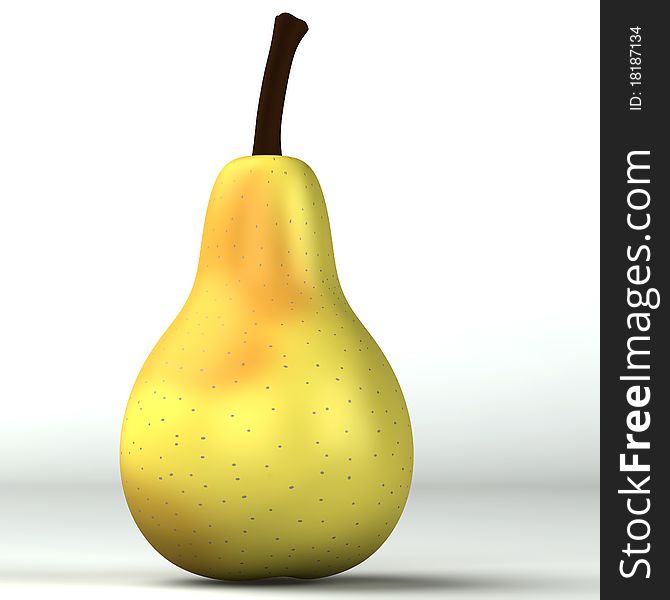 3d Light Yellow Pear Isolated