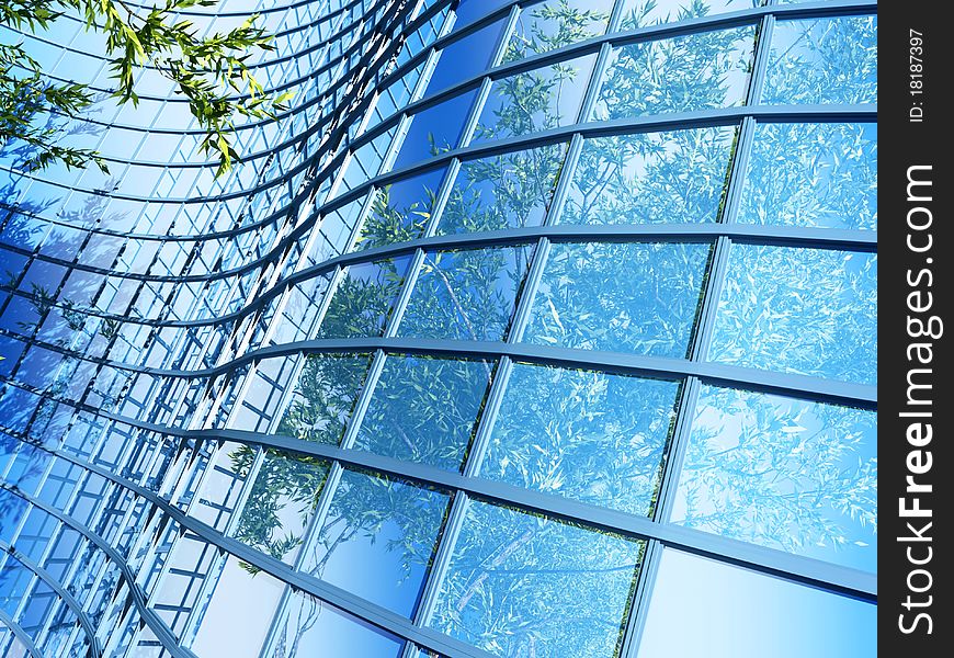 Office Building On A Background Of The Blue Sky