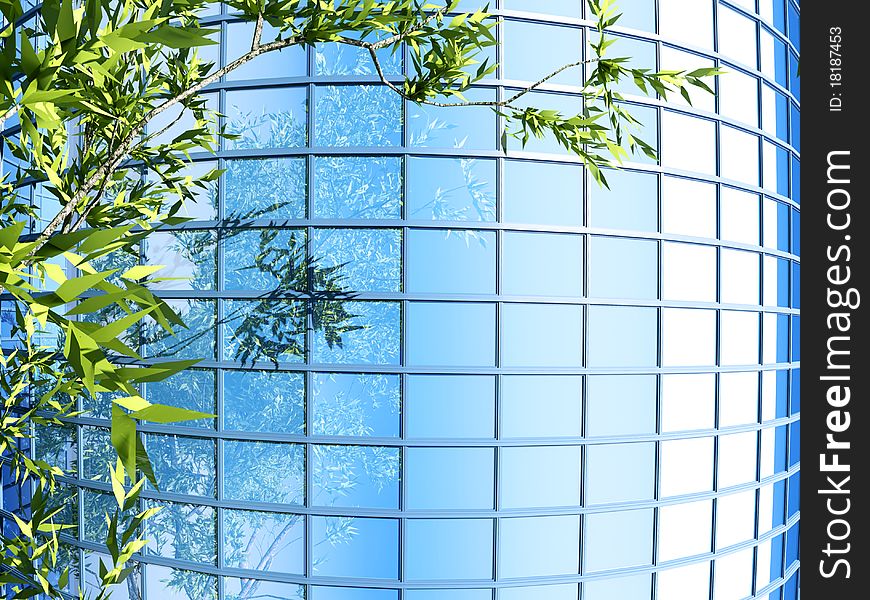 Office building on a background of the blue sky