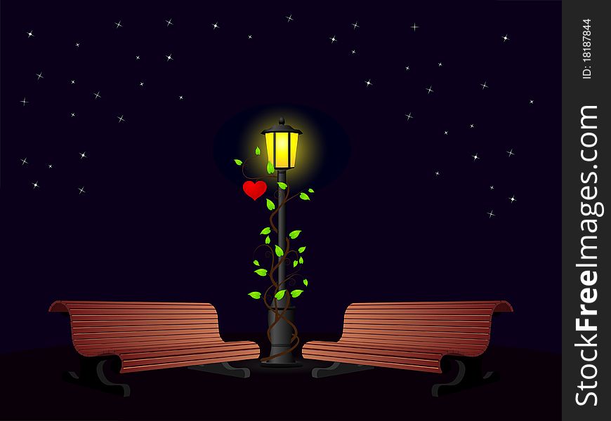 Illustration of romance Evening in a park