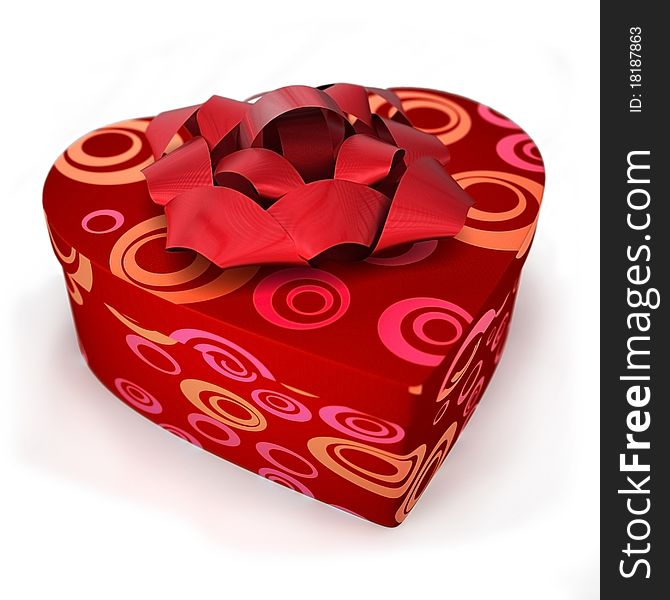 Red gift box heart shaped