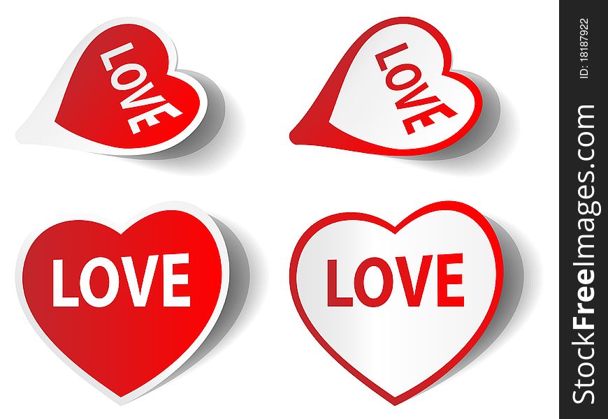 Heart shaped stickers on white background. Heart shaped stickers on white background