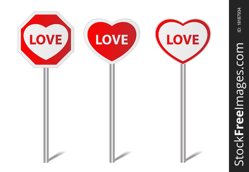 Love sign for traffic on white background