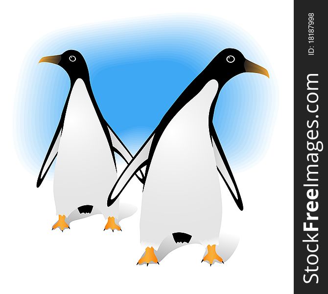 Illustration of penguins on white background. Illustration of penguins on white background