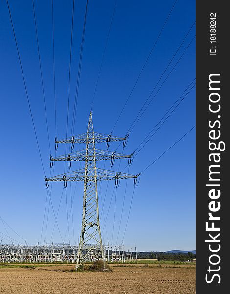 Electrical tower in beautiful landscape with sky. Electrical tower in beautiful landscape with sky