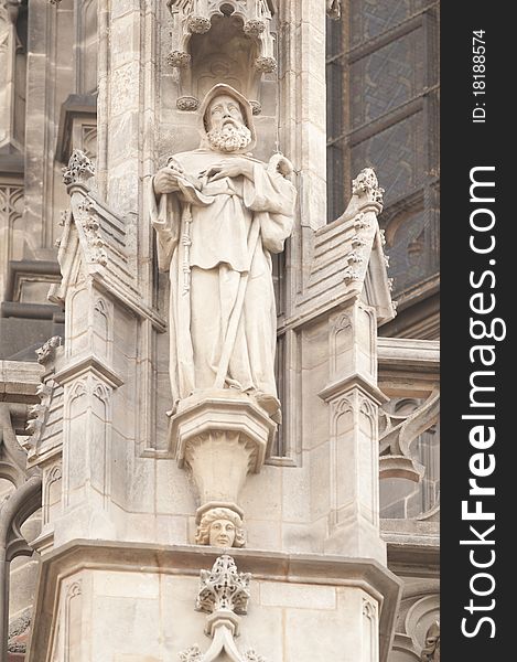 Statues On Gothic Cathedral, Barcelona