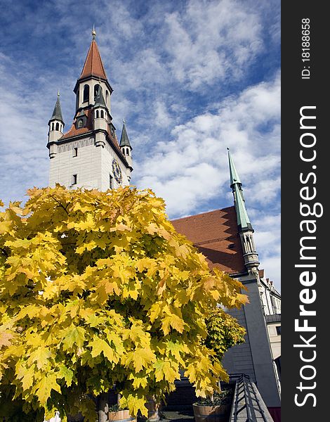 Clock tower next to Marienplatz in Munich, Germany. Clock tower next to Marienplatz in Munich, Germany