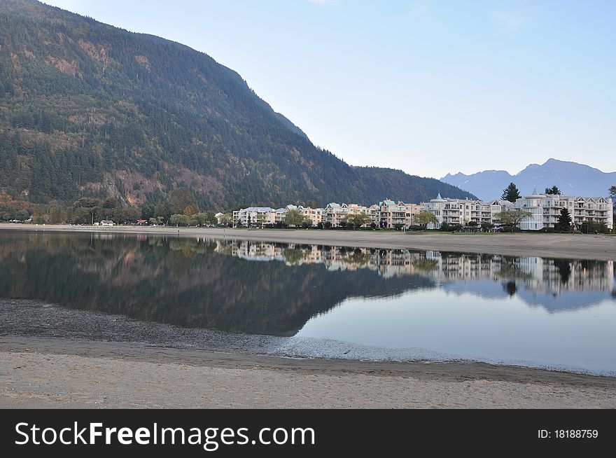 Famous Harrison Hot Springs lake view in BC Canada