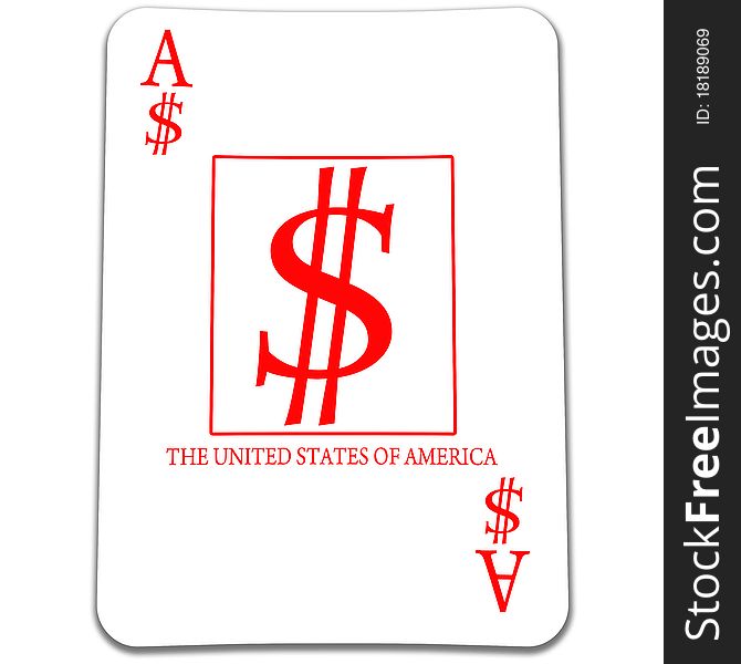 3D dollar card with currency symbol