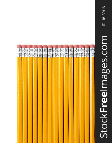 A row of pencils isolated on white