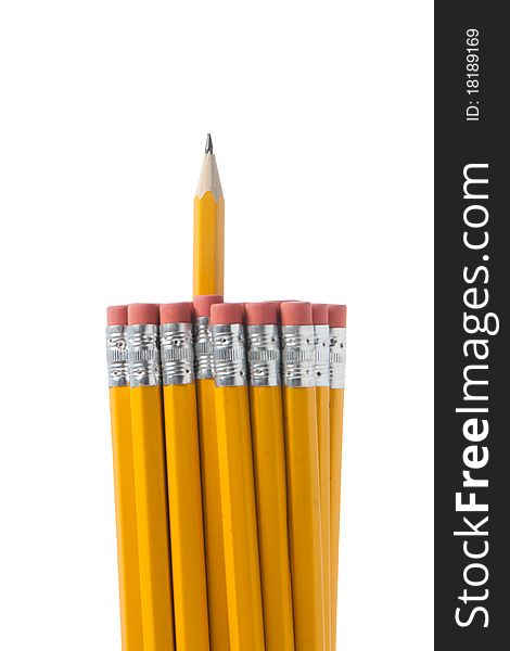 A Bunch of pencils isolated on white in the studio. A Bunch of pencils isolated on white in the studio