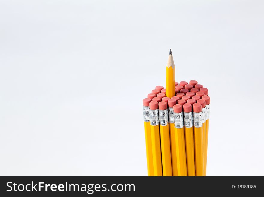 A Bunch of pencils isolated on white in the studio. A Bunch of pencils isolated on white in the studio