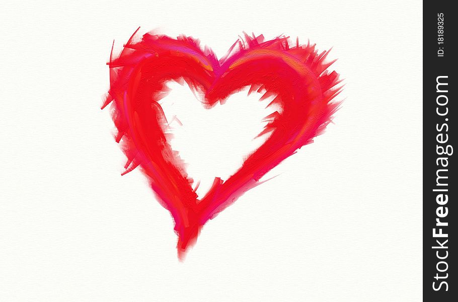 Blended painted red art heart. Blended painted red art heart
