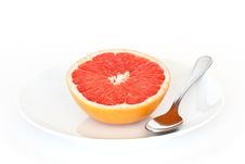 Fresh Grapefruit Slice On The Plate Royalty Free Stock Photography Fresh Grapefruit Slice On The Plate Royalty Free Stock Photography