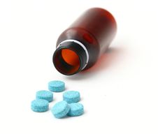 Blue Medicine Pills Stock Photography