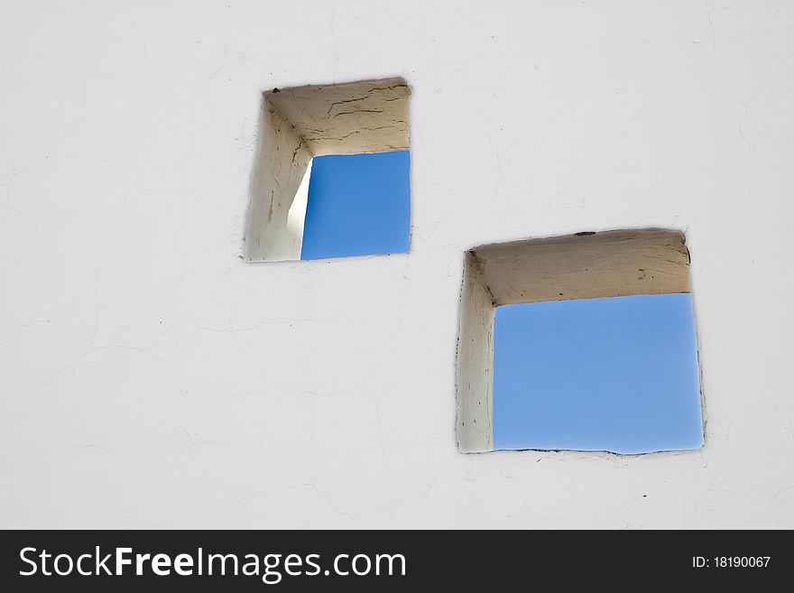 Window with sky at wall in harmony