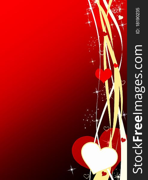 Red Valentine's day background with heart shapes.