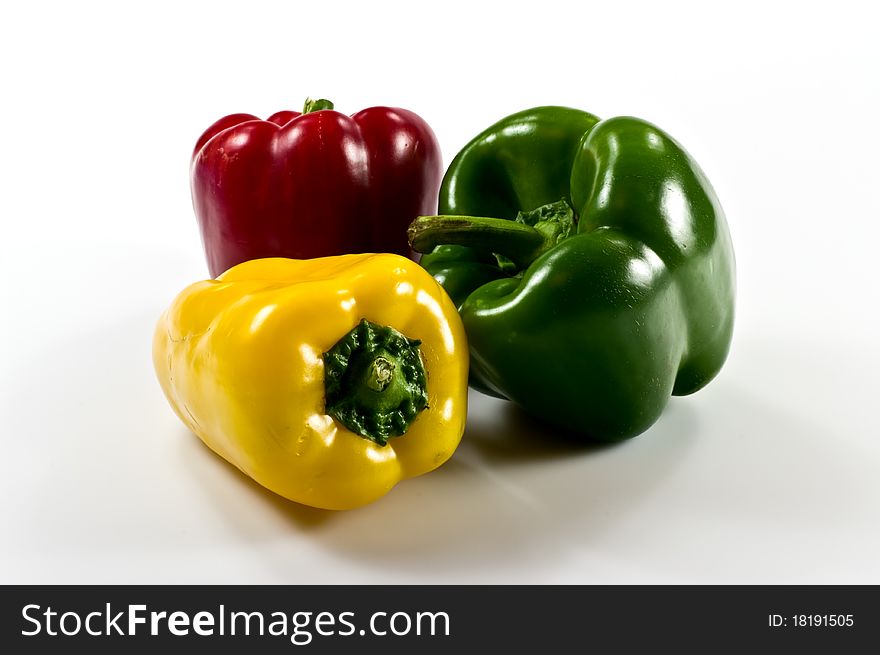 Colorful paprika on white background